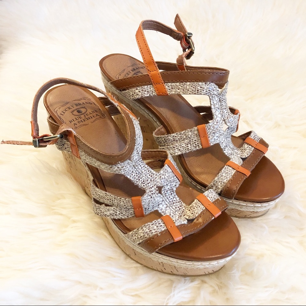 Lucky Brand Strappy Wedge Heels Size 6